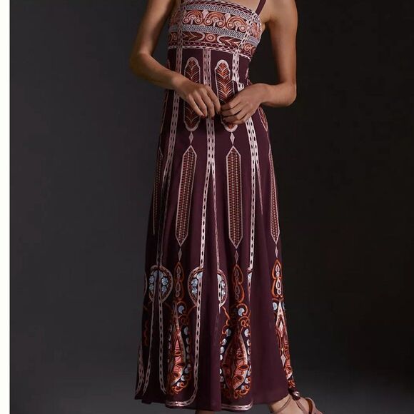 NWT Anthropologie Embroidered Midi Dress  Size: US 14 - Picture 1 of 4